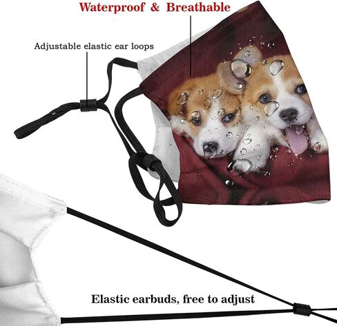 Dog Cute Corgi Face Mask, Washable Reusable Adjustable Adults Masks With Filter Balaclava For Women Men in Saudi Arabia