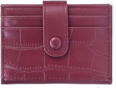 محفظة بطاقات الائتمان SUMGOGO صغيرة الحجم وحافظات بطاقات رفيعة وحامل محافظ جلدية بنمط حجري للنساء والفتيات (أسود) in Kuwait