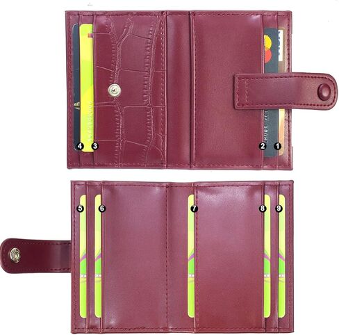 محفظة بطاقات الائتمان SUMGOGO صغيرة الحجم وحافظات بطاقات رفيعة وحامل محافظ جلدية بنمط حجري للنساء والفتيات (أسود) in Kuwait