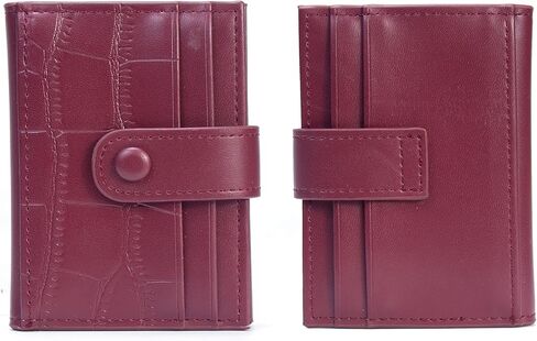 محفظة بطاقات الائتمان SUMGOGO صغيرة الحجم وحافظات بطاقات رفيعة وحامل محافظ جلدية بنمط حجري للنساء والفتيات (أسود) in Kuwait