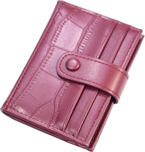 محفظة بطاقات الائتمان SUMGOGO صغيرة الحجم وحافظات بطاقات رفيعة وحامل محافظ جلدية بنمط حجري للنساء والفتيات (أسود) in Kuwait