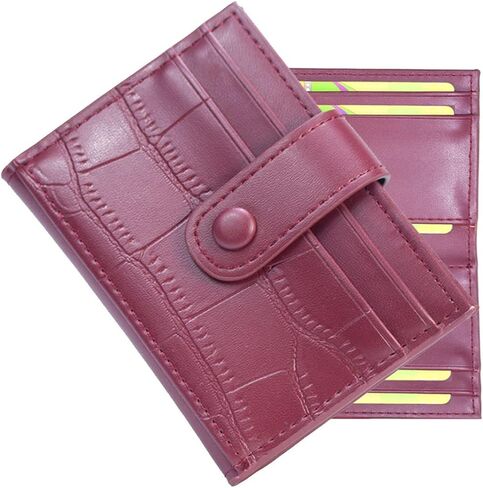 محفظة بطاقات الائتمان SUMGOGO صغيرة الحجم وحافظات بطاقات رفيعة وحامل محافظ جلدية بنمط حجري للنساء والفتيات (أسود) in Kuwait