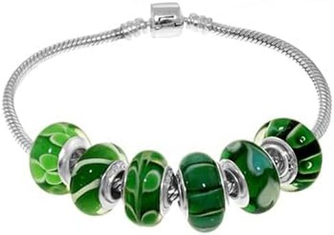 Galaxy Gold GG Genuine Murano Glass Charm Fit Pandora Charm Bracelets,925 Sterling Silver Colored Swirl Rainbow Green Hearts Charm Original Glass Bead for Bracelet and Necklace in Saudi Arabia