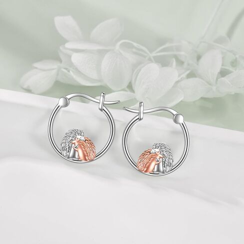 VONALA Cute Animal Hoop Earrings 925 Sterling Silver Mermaid / Hamster / Cow /Pig / Highland Cow / Hedgehog / Dinosaur / Bee / French Bulldog / Giraffe / Elephant / Ladybug / Celtic Huggie Hoop Earrings Animal Jewellery Gifts for Women Girls in Saudi Arabia