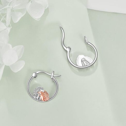VONALA Cute Animal Hoop Earrings 925 Sterling Silver Mermaid / Hamster / Cow /Pig / Highland Cow / Hedgehog / Dinosaur / Bee / French Bulldog / Giraffe / Elephant / Ladybug / Celtic Huggie Hoop Earrings Animal Jewellery Gifts for Women Girls in Saudi Arabia