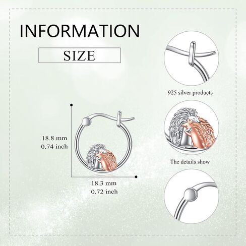 VONALA Cute Animal Hoop Earrings 925 Sterling Silver Mermaid / Hamster / Cow /Pig / Highland Cow / Hedgehog / Dinosaur / Bee / French Bulldog / Giraffe / Elephant / Ladybug / Celtic Huggie Hoop Earrings Animal Jewellery Gifts for Women Girls in Saudi Arabia