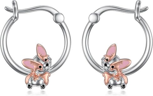 VONALA Cute Animal Hoop Earrings 925 Sterling Silver Mermaid / Hamster / Cow /Pig / Highland Cow / Hedgehog / Dinosaur / Bee / French Bulldog / Giraffe / Elephant / Ladybug / Celtic Huggie Hoop Earrings Animal Jewellery Gifts for Women Girls in Saudi Arabia