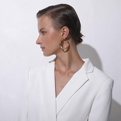 FindChic Wide Hoop Earrings for Women Stainless Steel Large Chunky Round Earrings 1.57'' 2.36'' Diameter Nickle Free Non-allergenic Statement Jewelry for Girls, with Gift Box in Saudi Arabia