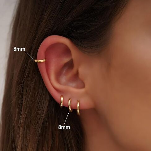 3 أزواج من الأقراط الذهبية الصغيرة، أقراط دائرية غضروفية أنيقة أقراط هوجي ذهبية للنساء والرجال، أقراط صغيرة من الفولاذ المقاوم للصدأ 316L جراحية للغضروف اللولبي لا تسبب الحساسية in Kuwait