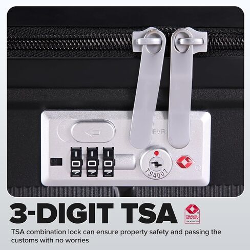 Luggage 4 Piece Set, Suitcases with Spinner Wheels for Travel, Hardshell Suitcase with TSA Lock, Large Expandable Suitcase Set for Men and Women (Black, 14/20/24/28in) in Kuwait