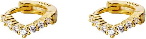 V Shaped Tiny Sleeper Cartilage Piercing Small Hoop Cuff Earrrings for Women Girls 2nd Hole S925 Sterling Silver Crystal Tragus Daith Huggie Hoops 6mm Fashion Jewelry for Birthday Best Friend in Saudi Arabia