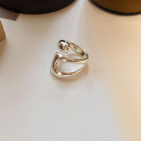 WPPHXY Handmade Rings 925 Sterling Silver Statement Rings Adjustable Chunky Stacking Band Ring for Women Girls in Saudi Arabia