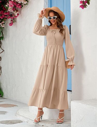 فستان Beyove طويل للنساء بأكمام طويلة على شكل حرف A، فستان ربيعي أنيق ومتين in Kuwait