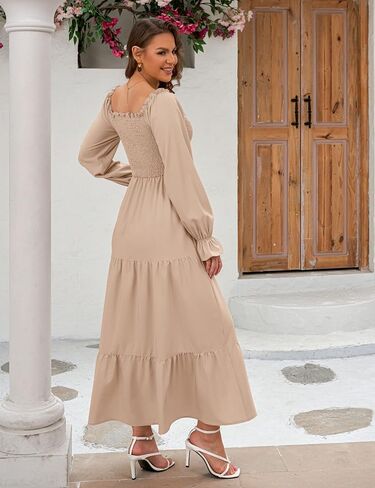 فستان Beyove طويل للنساء بأكمام طويلة على شكل حرف A، فستان ربيعي أنيق ومتين in Kuwait