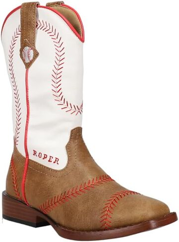 ROPER Kids Boys Baseball Square Toe Casual Boots Mid Calf - Brown in Kuwait