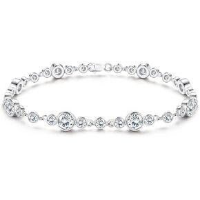 Sllaiss الفضة الاسترليني AAA + تشيكوسلوفاكيا سوار للنساء الذهب الأبيض مطلي قابل للتعديل الأزرق مكعب زركونيا سوار عيد الحب مجوهرات الزفاف هدية حجم 7-9 بوصة in Kuwait