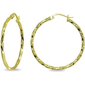 Sterling Silver 1.8mm Twist Round Click-Top Hoop Earrings for Women Girls, (15mm-30mm Diameter) in Kuwait