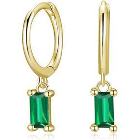أقراط REDNITY Dainty Huggie Hoop مع مكعب زركونيا مكعب متدلي وحلق صغير للنساء والفتيات، مطلية بالذهب عيار 18 قيراط 925 من الفضة الاسترليني خفيفة الوزن مجموعة هدايا مجوهرات بسيطة لها