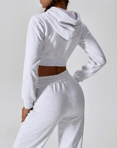 ABOCIW Women's Long Sleeve Cropped Zip Up Hoodies Sweatshirt Fall Winter Cozy Fleece Jacket in Saudi Arabia