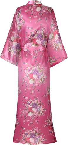 goodmansam Women's Long Kimono Robes Silky Floral Bathrobe with Blossoms Printed Bridesmaid Wedding Nightgown in Saudi Arabia