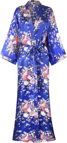 goodmansam Women's Long Kimono Robes Silky Floral Bathrobe with Blossoms Printed Bridesmaid Wedding Nightgown in Saudi Arabia