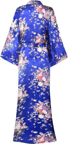 goodmansam Women's Long Kimono Robes Silky Floral Bathrobe with Blossoms Printed Bridesmaid Wedding Nightgown in Saudi Arabia