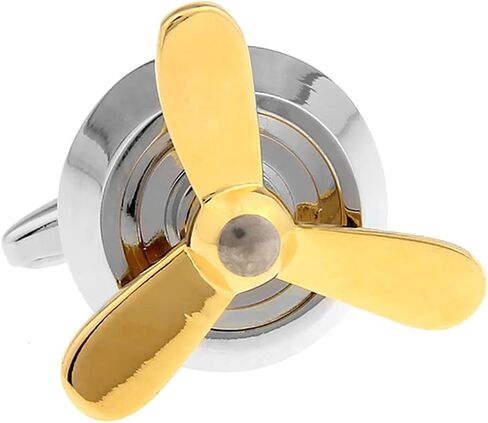 Plane Airplane Aircraft Propeller Mens Shirts Gold Silver Cufflinks, Small, Brass, no gemstone in Saudi Arabia