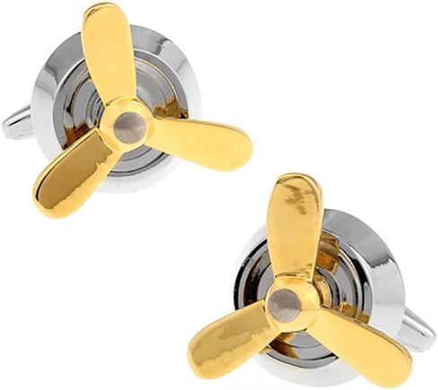 Plane Airplane Aircraft Propeller Mens Shirts Gold Silver Cufflinks, Small, Brass, no gemstone in Saudi Arabia