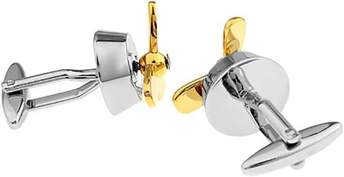 Plane Airplane Aircraft Propeller Mens Shirts Gold Silver Cufflinks, Small, Brass, no gemstone in Saudi Arabia