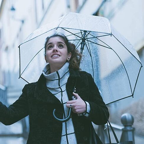 Clear Bubble Umbrella - Automatic opening clear dome umbrella with the stylish J-shaped handle for men and women, clear umbrella wedding, outings and large group gatherings, graduations, proms, or daily city walks in Saudi Arabia
