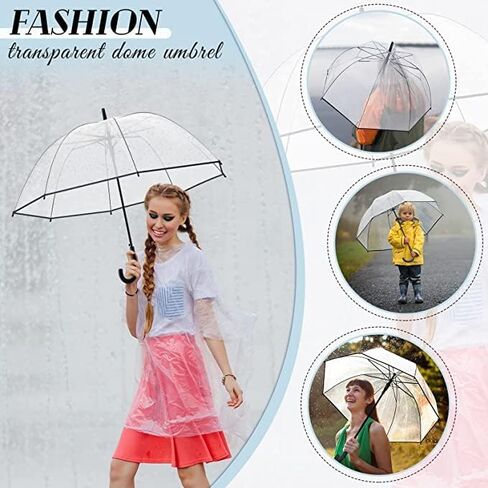 Clear Bubble Umbrella - Automatic opening clear dome umbrella with the stylish J-shaped handle for men and women, clear umbrella wedding, outings and large group gatherings, graduations, proms, or daily city walks in Saudi Arabia