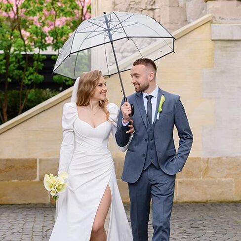 Clear Bubble Umbrella - Automatic opening clear dome umbrella with the stylish J-shaped handle for men and women, clear umbrella wedding, outings and large group gatherings, graduations, proms, or daily city walks in Saudi Arabia