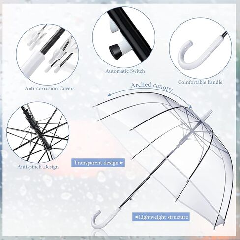 Clear Bubble Umbrella - Automatic opening clear dome umbrella with the stylish J-shaped handle for men and women, clear umbrella wedding, outings and large group gatherings, graduations, proms, or daily city walks in Saudi Arabia