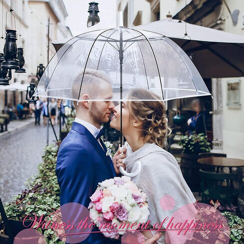 Clear Bubble Umbrella - Automatic opening clear dome umbrella with the stylish J-shaped handle for men and women, clear umbrella wedding, outings and large group gatherings, graduations, proms, or daily city walks in Saudi Arabia