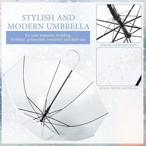 Clear Bubble Umbrella - Automatic opening clear dome umbrella with the stylish J-shaped handle for men and women, clear umbrella wedding, outings and large group gatherings, graduations, proms, or daily city walks in Saudi Arabia