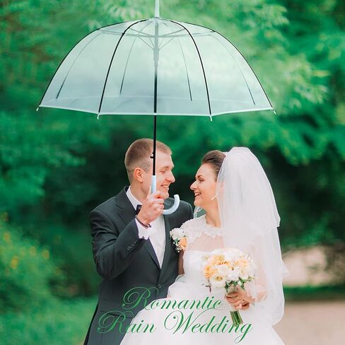 Clear Bubble Umbrella - Automatic opening clear dome umbrella with the stylish J-shaped handle for men and women, clear umbrella wedding, outings and large group gatherings, graduations, proms, or daily city walks in Saudi Arabia