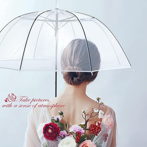 Clear Bubble Umbrella - Automatic opening clear dome umbrella with the stylish J-shaped handle for men and women, clear umbrella wedding, outings and large group gatherings, graduations, proms, or daily city walks in Saudi Arabia