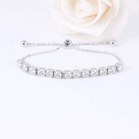 DovEggs Teenis Moissnite Bracelet for Women 14K Gold Quality Sterling Silver 3ct 4mm G-H-I Color Heart Arrow Cut Moissanite Adjustable Tennis Bracelets for Women in Saudi Arabia