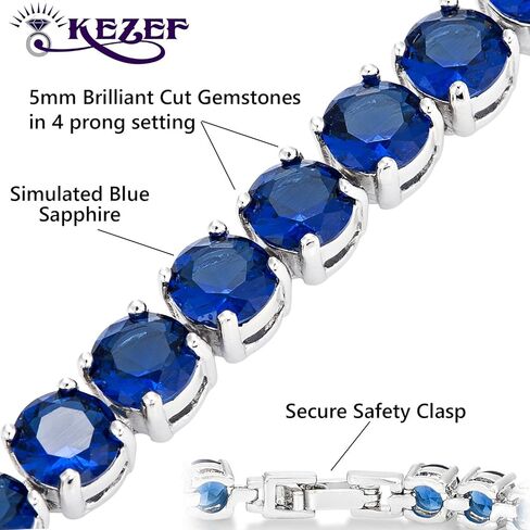 سوار تنس KEZEF CZ - دائري 5 مم CZ - فضي فوق النحاس - 7 بوصة in Kuwait