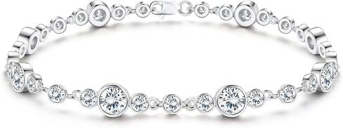 Sllaiss الفضة الاسترليني AAA + تشيكوسلوفاكيا سوار للنساء الذهب الأبيض مطلي قابل للتعديل الأزرق مكعب زركونيا سوار عيد الحب مجوهرات الزفاف هدية حجم 7-9 بوصة in Kuwait