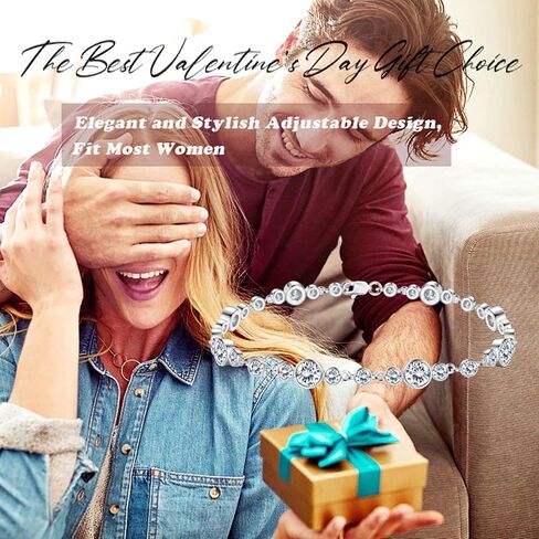 Sllaiss الفضة الاسترليني AAA + تشيكوسلوفاكيا سوار للنساء الذهب الأبيض مطلي قابل للتعديل الأزرق مكعب زركونيا سوار عيد الحب مجوهرات الزفاف هدية حجم 7-9 بوصة in Kuwait