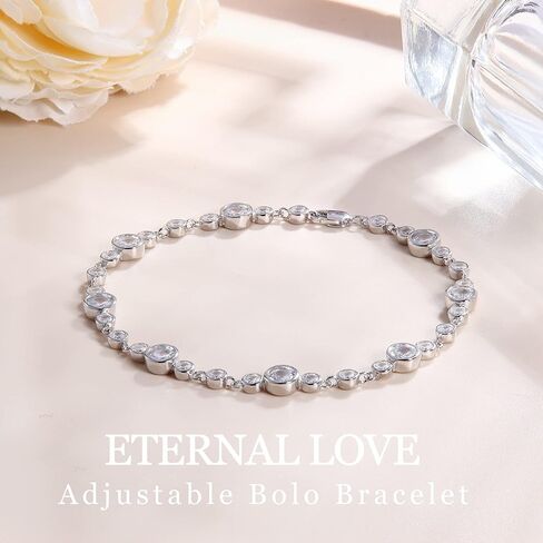 Sllaiss الفضة الاسترليني AAA + تشيكوسلوفاكيا سوار للنساء الذهب الأبيض مطلي قابل للتعديل الأزرق مكعب زركونيا سوار عيد الحب مجوهرات الزفاف هدية حجم 7-9 بوصة in Kuwait