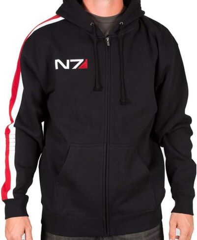 NM-Fashions Mens N7 Hoodie Bomber Fleece Hooded Zip-up Sweatshirt Mass 3 Cosplay Black Casual Winter Jacket in Saudi Arabia