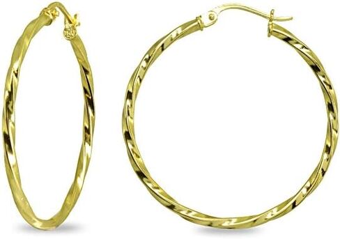 Sterling Silver 1.8mm Twist Round Click-Top Hoop Earrings for Women Girls, (15mm-30mm Diameter) in Kuwait