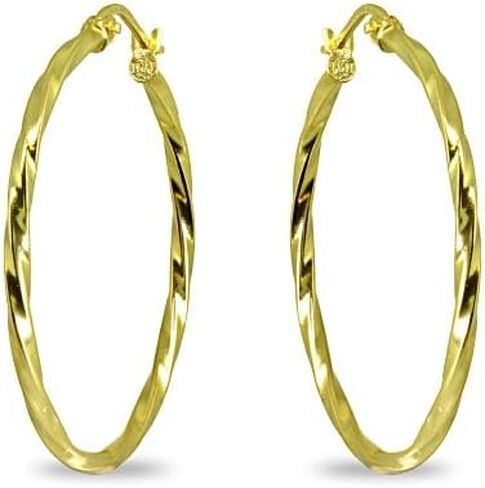 Sterling Silver 1.8mm Twist Round Click-Top Hoop Earrings for Women Girls, (15mm-30mm Diameter) in Kuwait