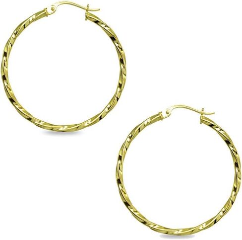 Sterling Silver 1.8mm Twist Round Click-Top Hoop Earrings for Women Girls, (15mm-30mm Diameter) in Kuwait