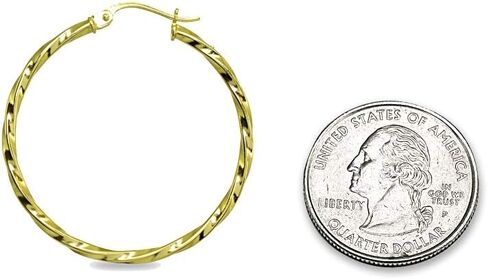 Sterling Silver 1.8mm Twist Round Click-Top Hoop Earrings for Women Girls, (15mm-30mm Diameter) in Kuwait