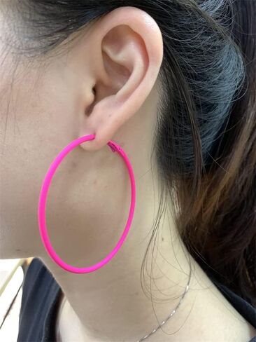 60 ملم أقراط كبيرة كبيرة للنساء والفتيات آذان حساسة نيون الحد الأدنى الرجعية جولة هوجي الأطواق 2 بوصة ملونة 80s 90s استرخى مطوق لذيذ خفيف الوزن عيد ميلاد مهرجان Y2K هدايا مجوهرات الحفلات in Kuwait