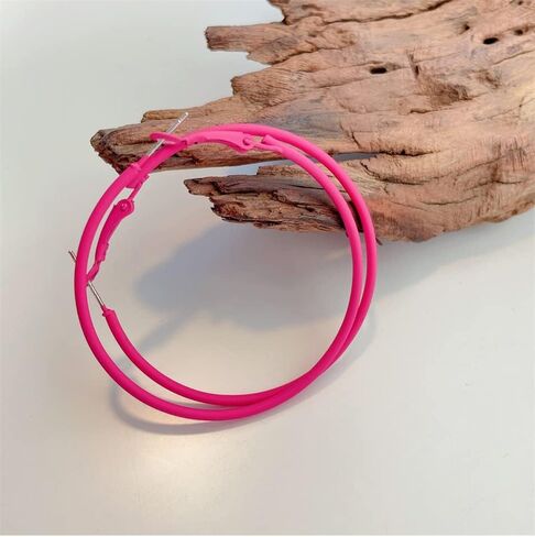 60 ملم أقراط كبيرة كبيرة للنساء والفتيات آذان حساسة نيون الحد الأدنى الرجعية جولة هوجي الأطواق 2 بوصة ملونة 80s 90s استرخى مطوق لذيذ خفيف الوزن عيد ميلاد مهرجان Y2K هدايا مجوهرات الحفلات in Kuwait