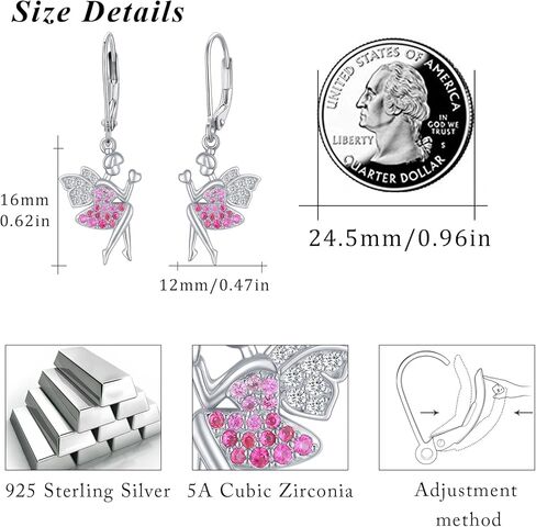 اقراط جنية من الفضة الاسترلينية عيار 925، اقراط حلقية هاجي لا تسبب الحساسية للنساء والفتيات، فضة ستيرلينج، زركونيا مكعب, فضة استرلينية, مكعب زركونيا in Kuwait